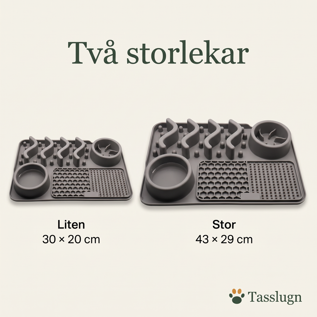 Två storlekar: Liten 30 × 20 cm och Stor 43 × 29 cm