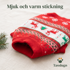 Julig stickad hundtröja – mjuk och varm stickning, närbild