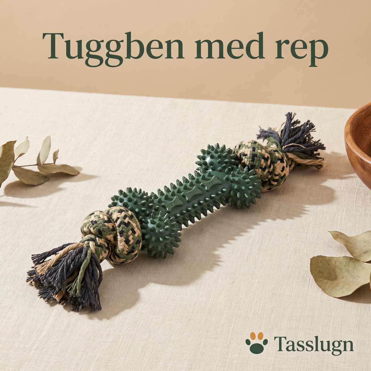 Tuggben med rep för hund