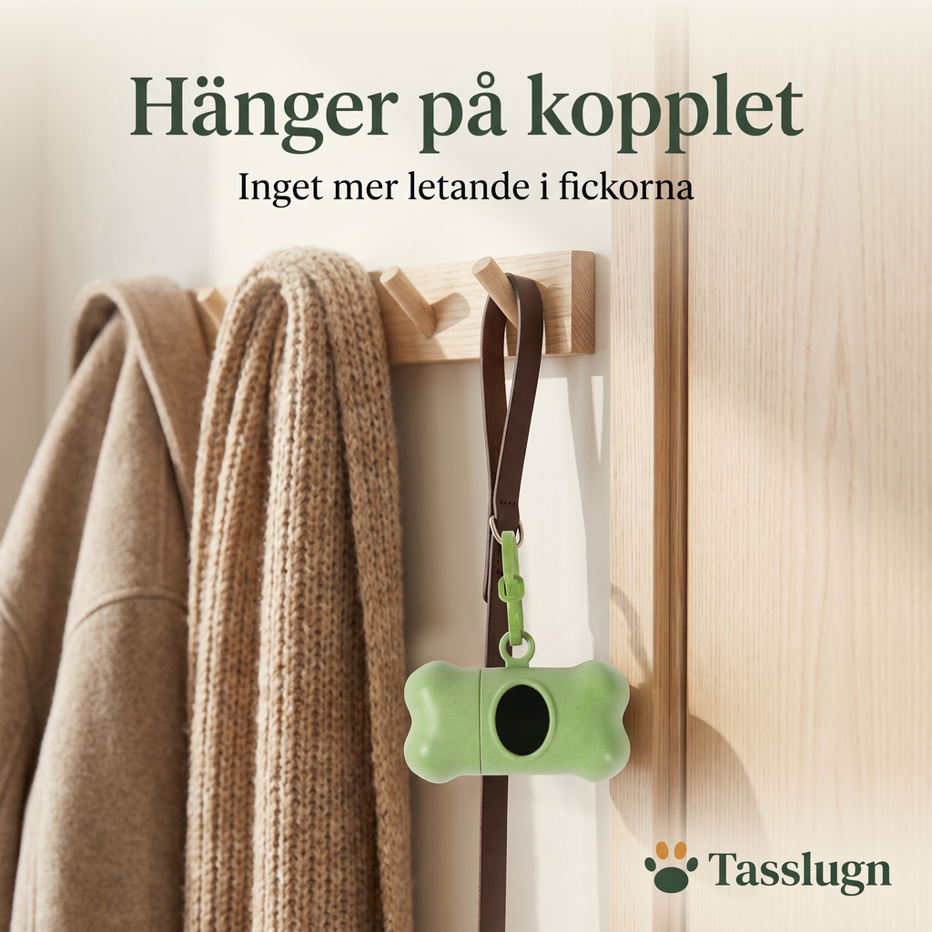 Bajspåshållare som hänger på kopplet