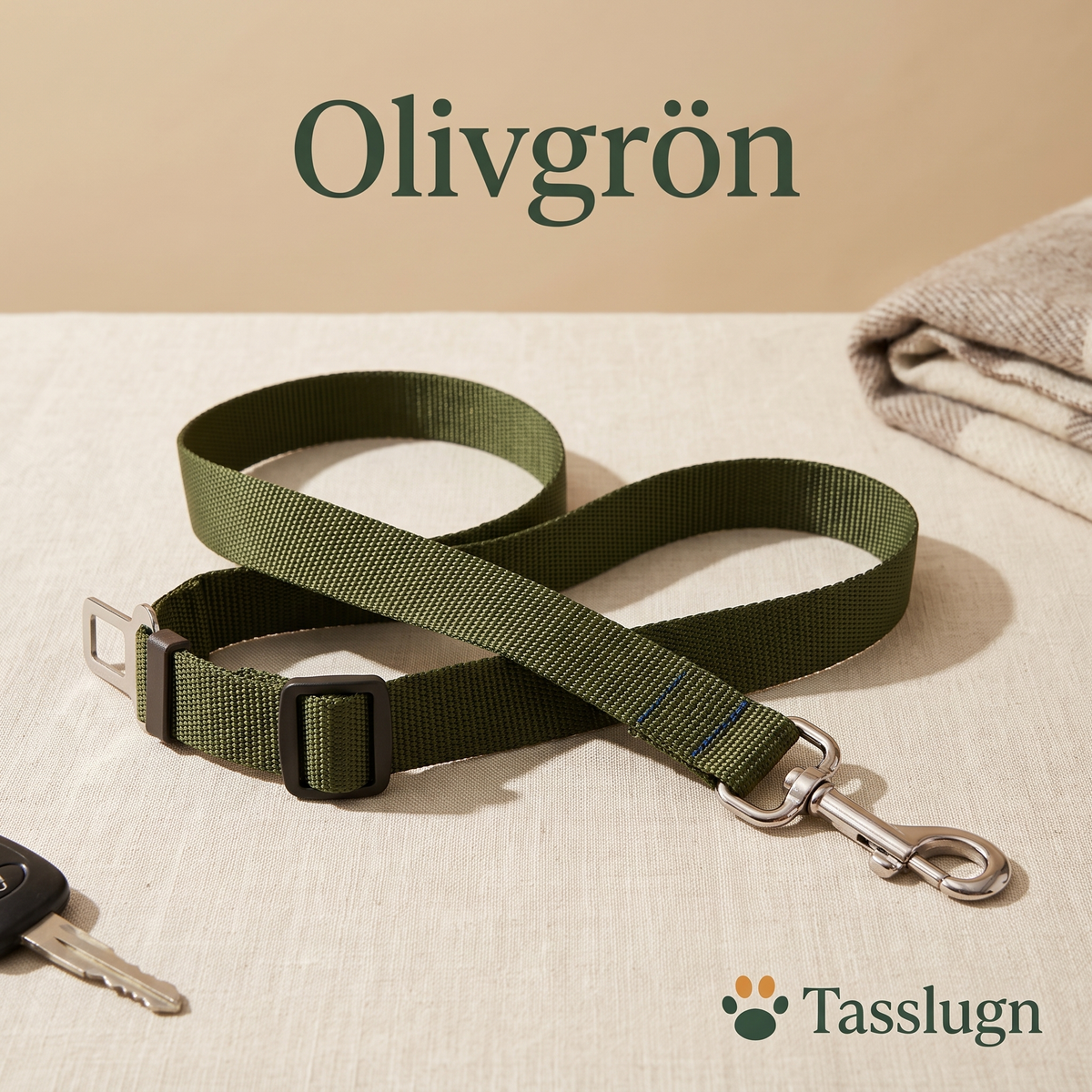 Bilbälte för hund – olivgrön